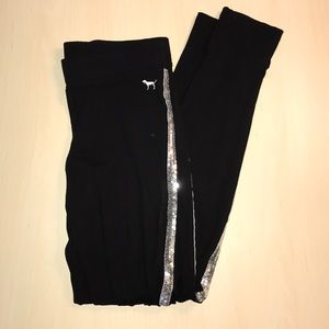 PINK VS black leggings with silver sequin